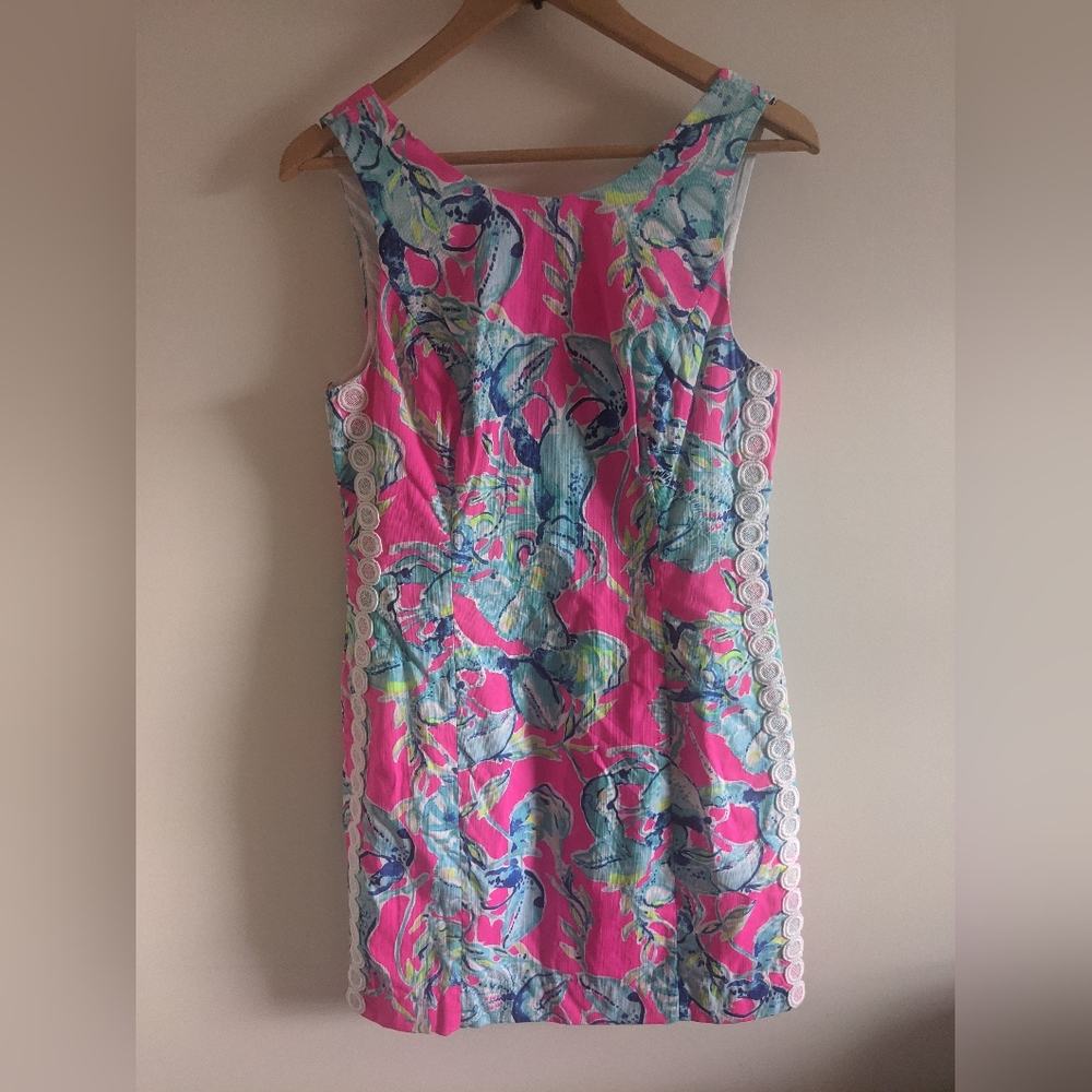 LILLY PULITZER Lobsters In Love Mila Shift summer Dress USA 6 UK 10 - Picture 2 of 11